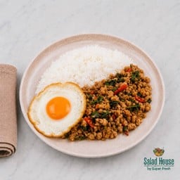 ข้าวกะเพราหมูสับ+ไข่ดาว | Salad House