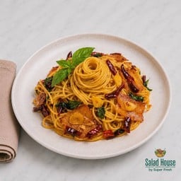 สปาเก็ตตี้ เบคอนโหระพาพริกแห้ง | Salad House
